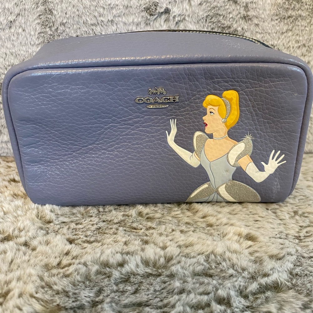 Coach x Disney Cinderella blue silver cosmetic makeup bag